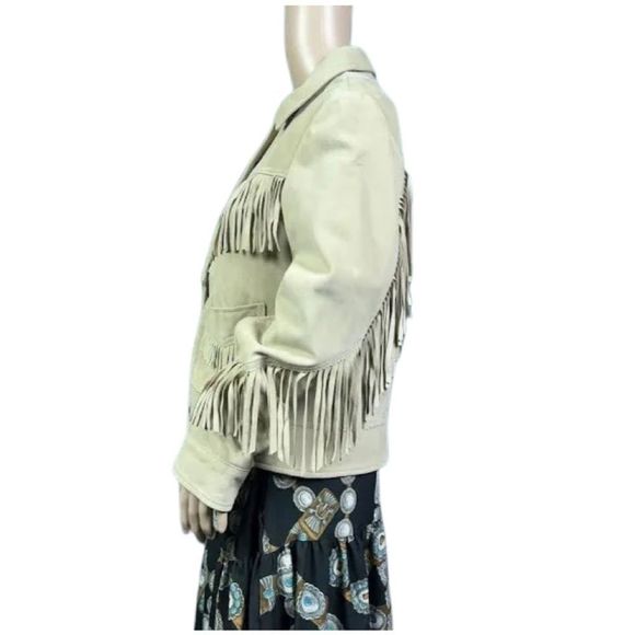 Lauren Ralph Lauren Womens Fringe Trim Goat Suede Jacket In Camel - Picture 5 of 6